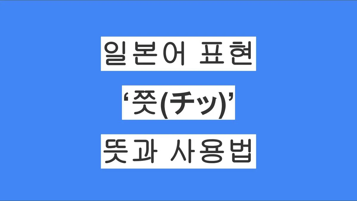 일본어의 ‘쯧(チッ)’ 뜻과 사용법｜일본에서 함부로 하면 안 되는 이유
