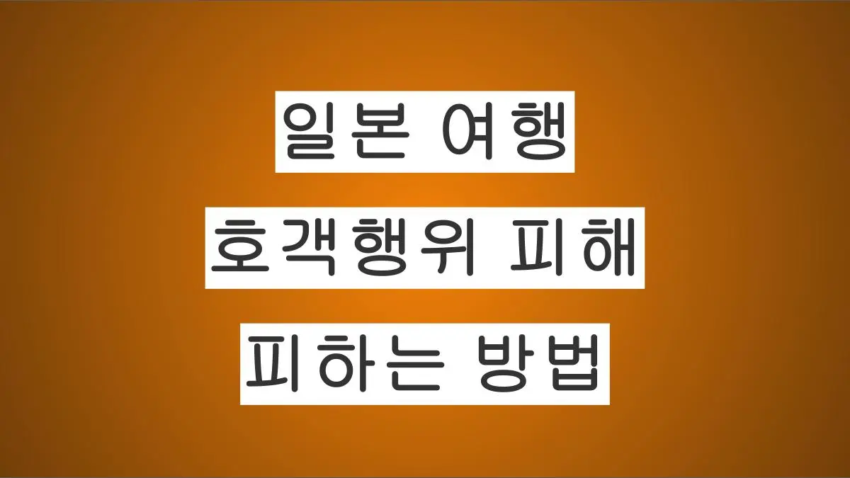 일본 여행 중 호객꾼의 호객행위 피해를 피하는 현실적인 방법