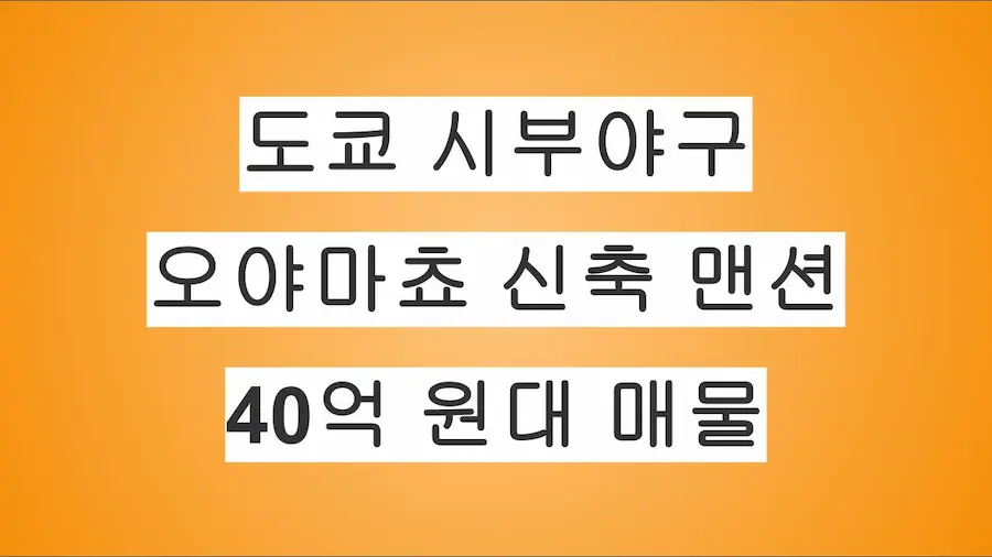 도쿄 시부야구 오야마쵸의 신축 미입주 맨션, 약 40억 원대 매물