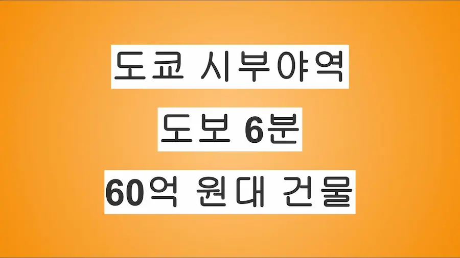 도쿄 시부야역 도보 6분 거리, 60억 원대 통건물 매물 미공개 소개